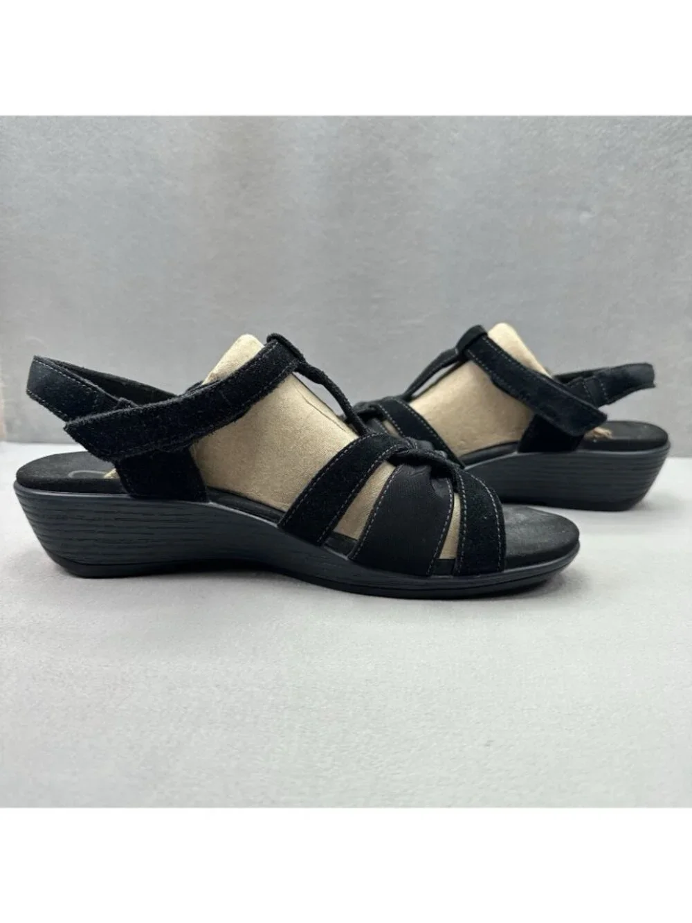 OrthoFeet Hope 62037 Womens Size 9.5 (B) Gladiator Sandals Black Leather Comfort